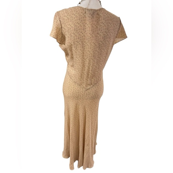 Sundance SILK Golden tan Women's floral midi Dress Size 8 - Picture 6 of 8